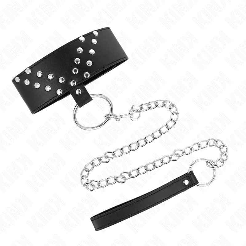 Kink Collar & Gag Kink Necklace With Belt With Rivet Adjustable - Halskæder  - 08435565941239