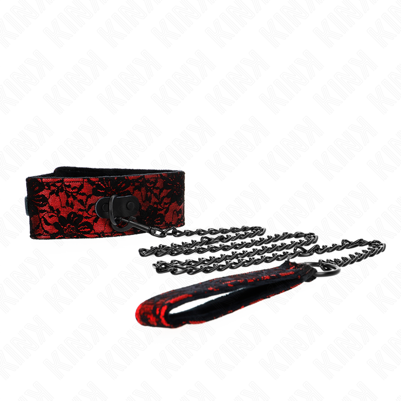Kink Collar & Gag Kink Lace Necklace With Belt With Real Leather Belt 105 - Halskæder  - 08435565941093