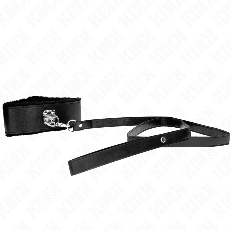 Sort Kink Collar & Gag Kink Necklace With Leash 116 With Silver Studs Model Black Adjustable - Halskæder  - 08435565941321