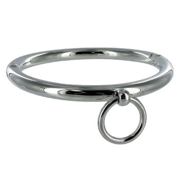 Metal Hard Bdsm Necklace With Ring 18cm - Metal Hard Halskæder  - 08439004007377