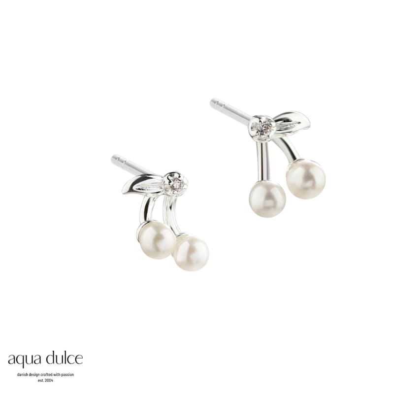 Cherry Pearl Earstud Silver - Aqua Dulce Øreringe  - 5740013857035