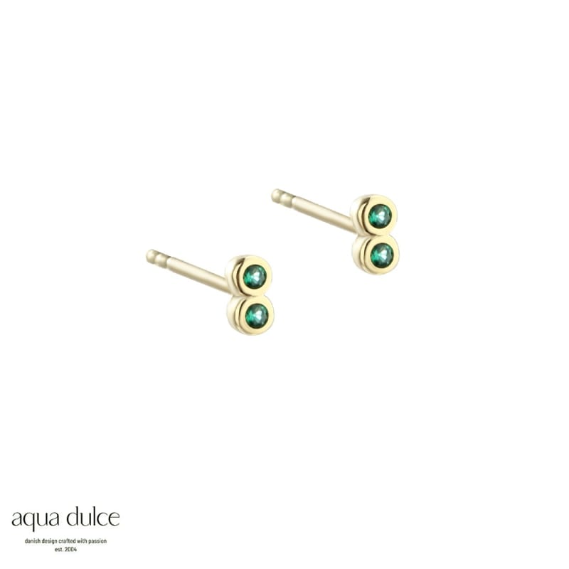 Grøn Tiny Green Earstud Golden - Aqua Dulce Øreringe  - 5740013854386