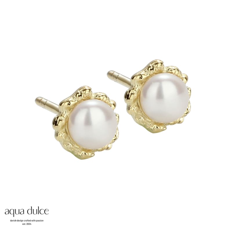 Pearl Stud Earstud Golden - Aqua Dulce Ørestikkere  - 5740013849870