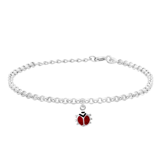 Noa Sølv Armbånd Mariehøne Emalje - Armbånd  - 5711008258410