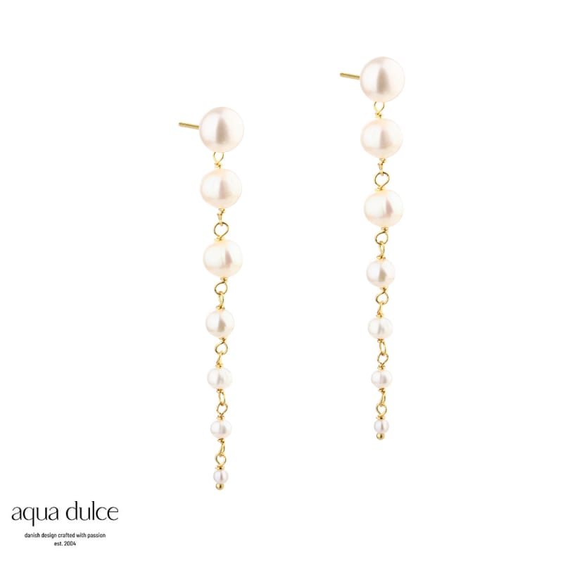Ghita Long Earring Golden - Aqua Dulce Ørestikkere  - 5740013853785