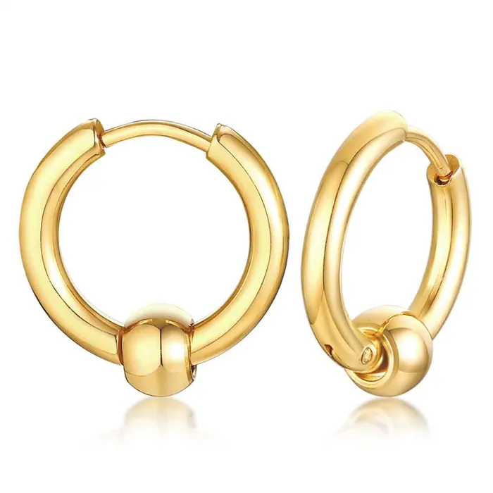 Ørering Med Stålkugle Golden Stk - Øreringe