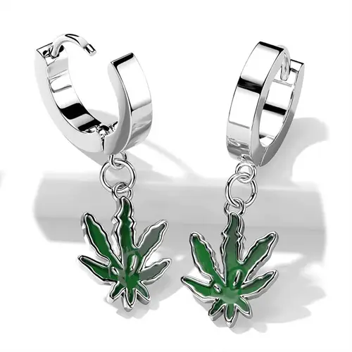 Weed ørering ædelstål - Øreringe