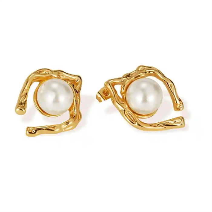 Golden Pearl Twist Forgyldte Ædelstål - Øreringe