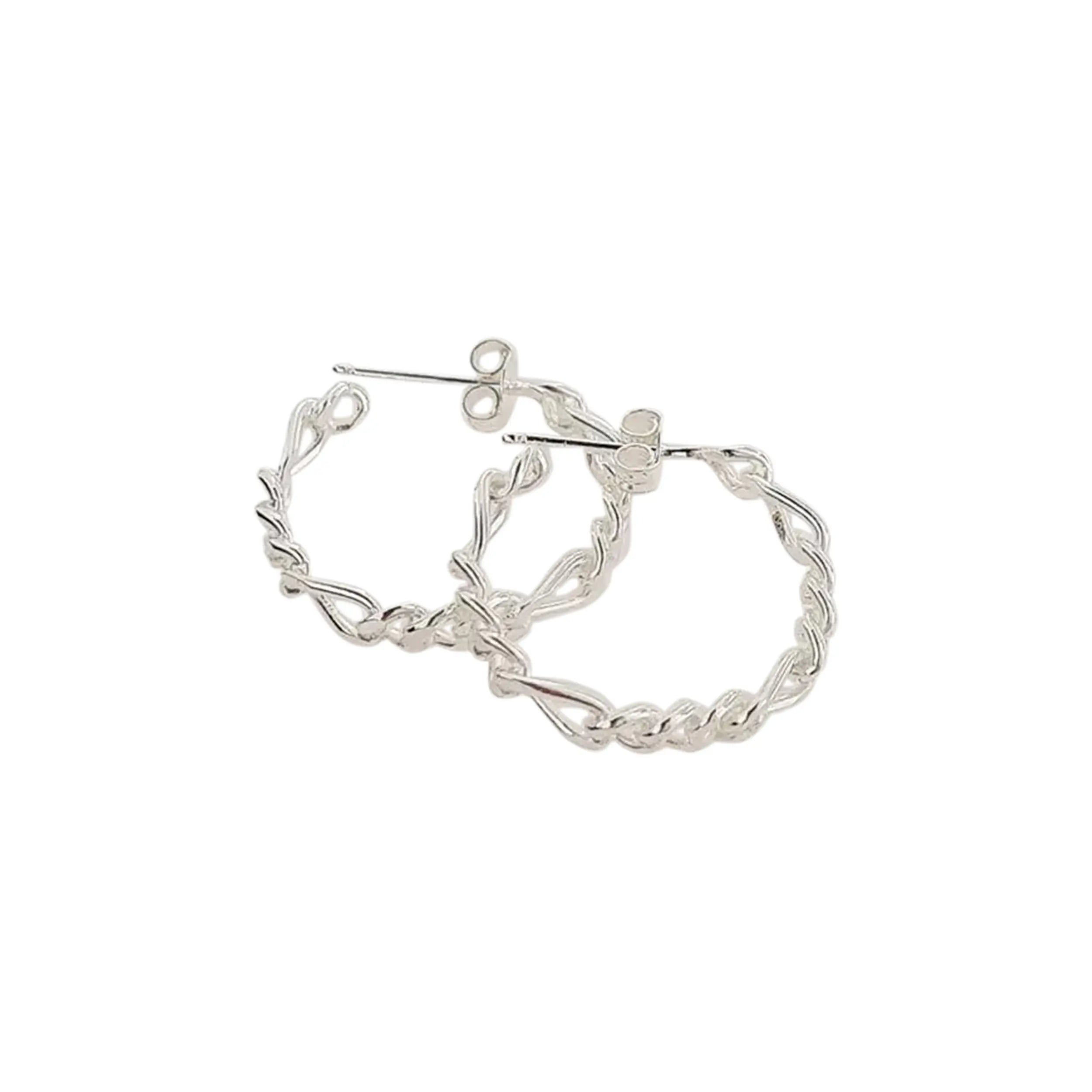 Sølv ørestikkere Hoop Figaro Kæde Sterling - Aura Øreringe  - 05740034028834