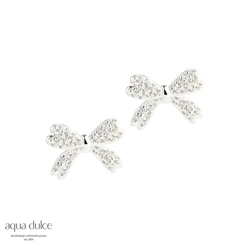 Big Darling Bow Silver - Aqua Dulce Øreringe  - 5740013858049