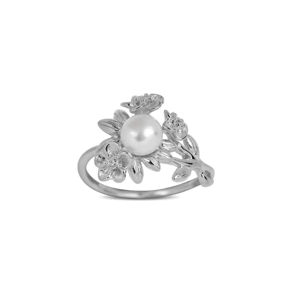 Blossom Copenhagen Sølv Ring Med Blade Blomster Perle 21631696 - Blossom Fingerringe