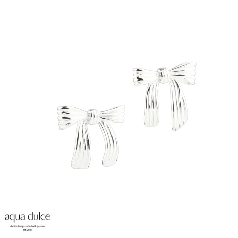 Pretty Bow Silver - Aqua Dulce Øreringe  - 5740013858124