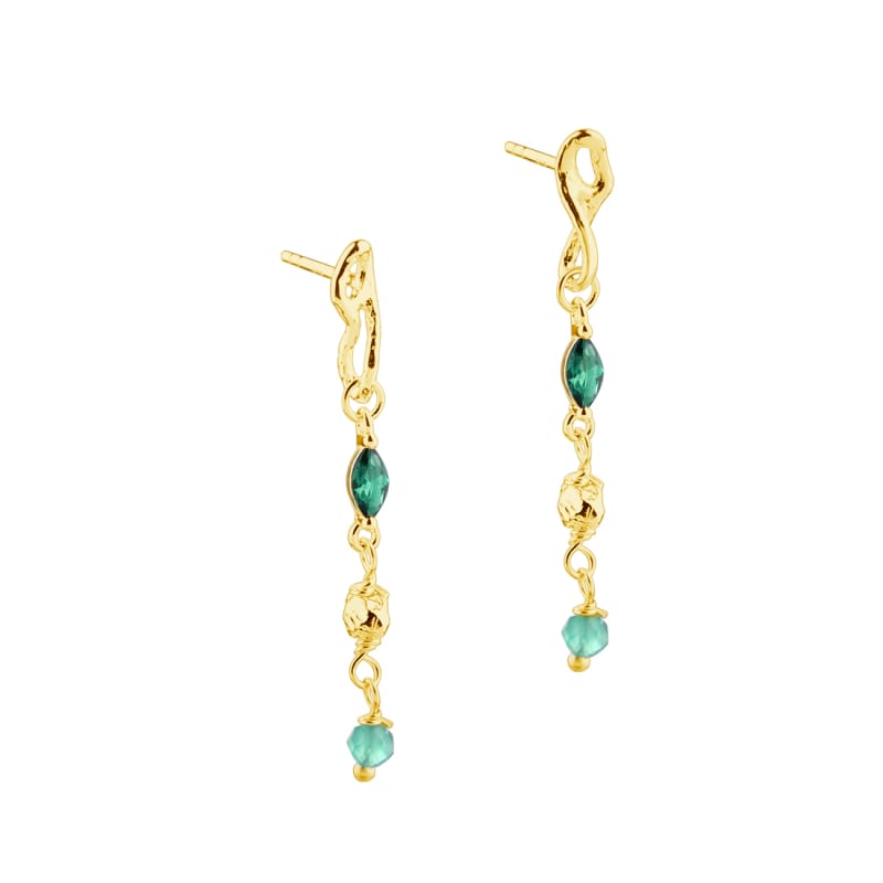 Grøn Green Garden Earthread Golden - Aqua Dulce Øreringe  - 5740013859732