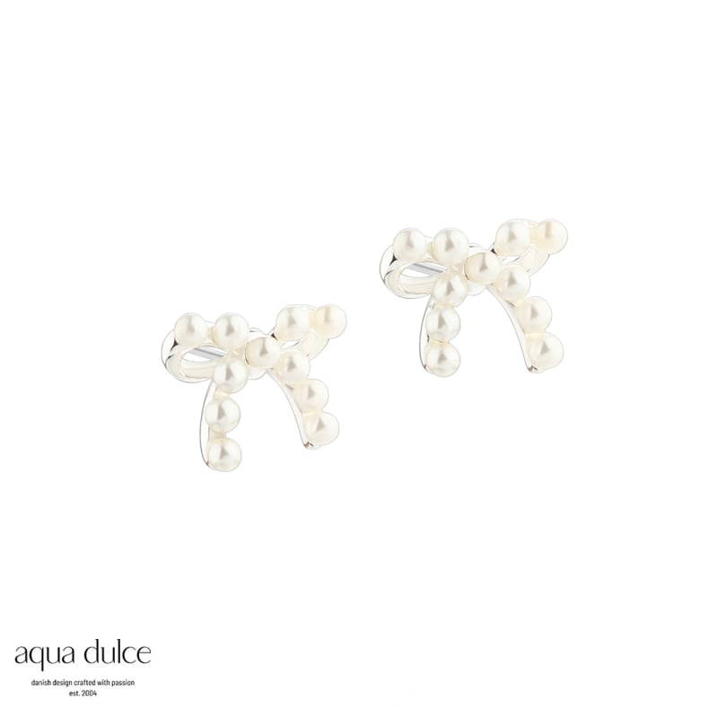 Pearly Bow Silver - Aqua Dulce Øreringe - 5740013858087