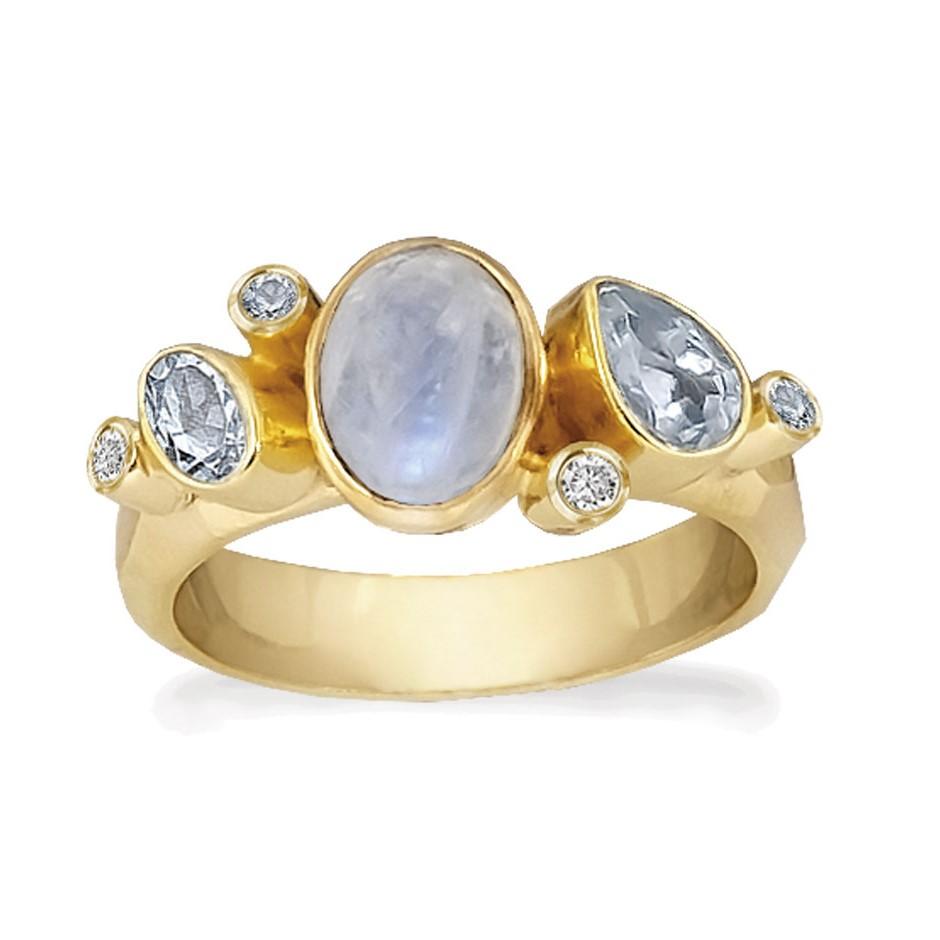 Rabinovich Ring Med Månesten Forgyldt Blue Moon Størrelse - Rabinovich Fingerringe