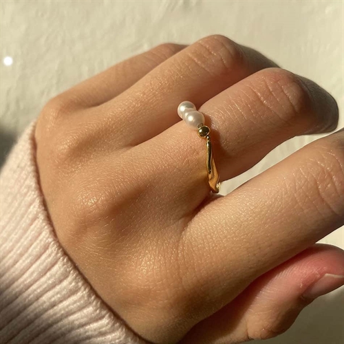 Catz Ring Med Ferskvandsperler Forgyldt Sterling - Fingerringe