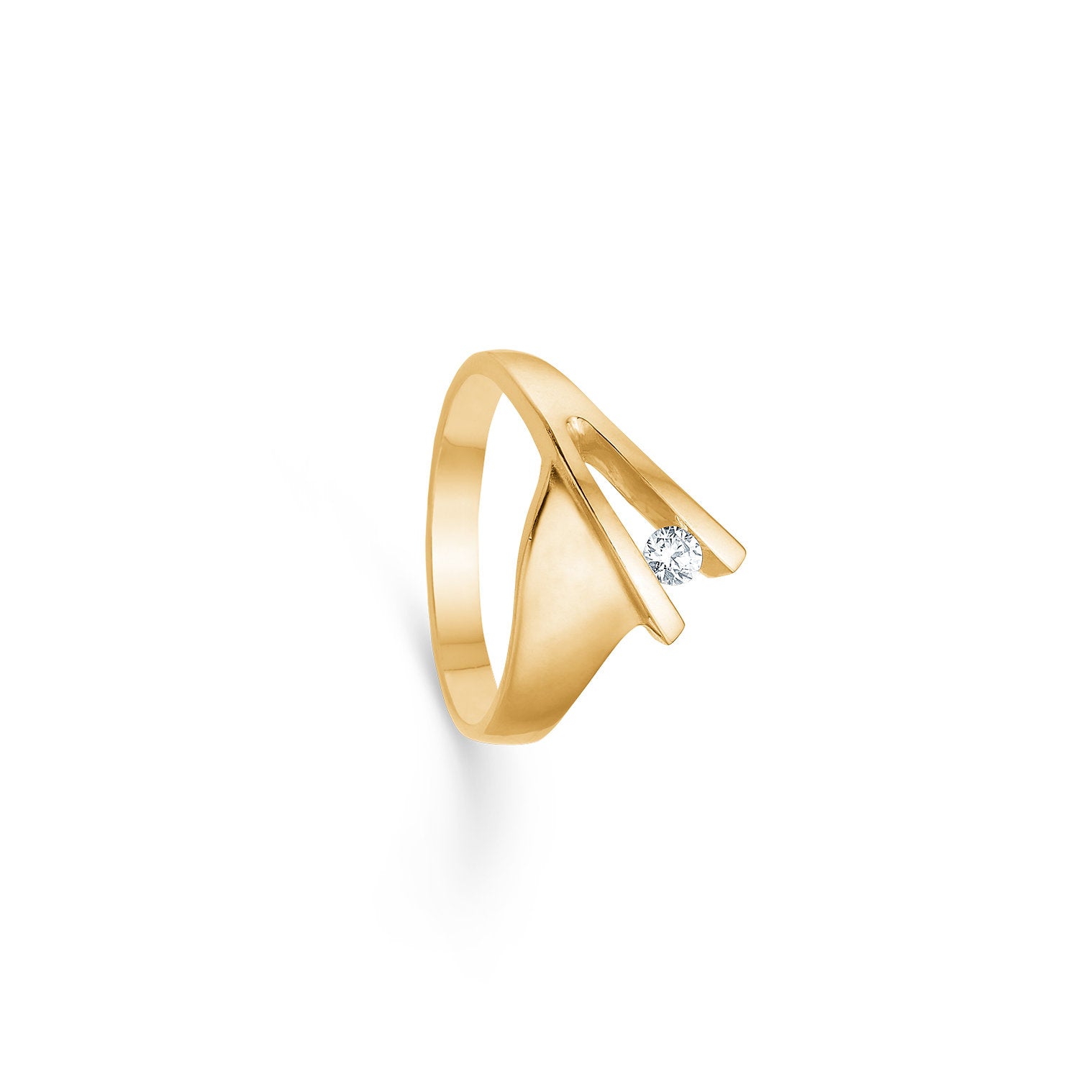 Randers Sølv Guld Ring Med 10ct Brilliant Rs137838ob - Randers Sølv Fingerringe  - 1233690168685