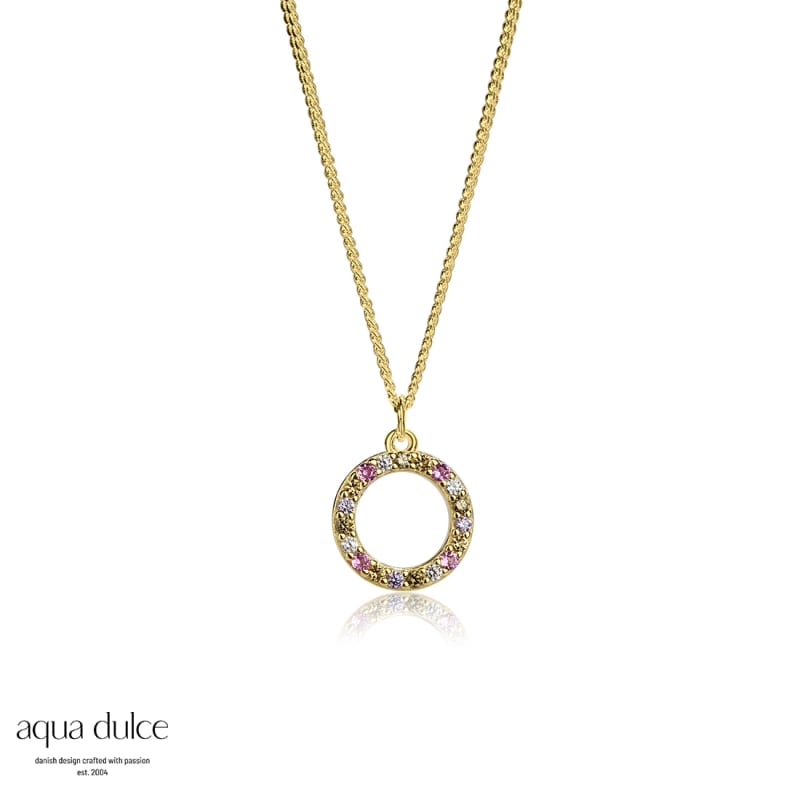 Pastel Circle Necklace Golden - Aqua Dulce Halskæder  - 5740013847937