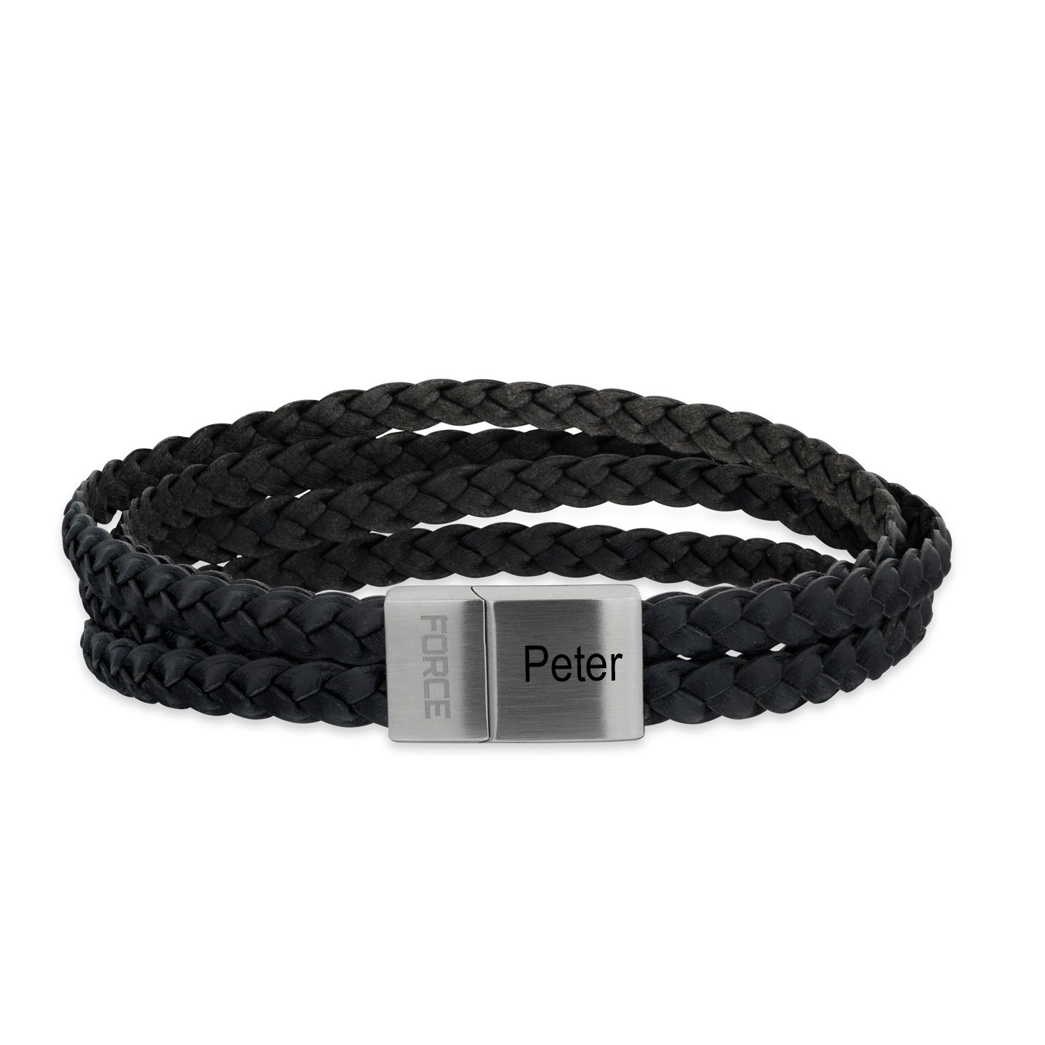 Sort Scrouples Force Læderarmbånd Rækker Stål Rem - Scrouples Armbånd