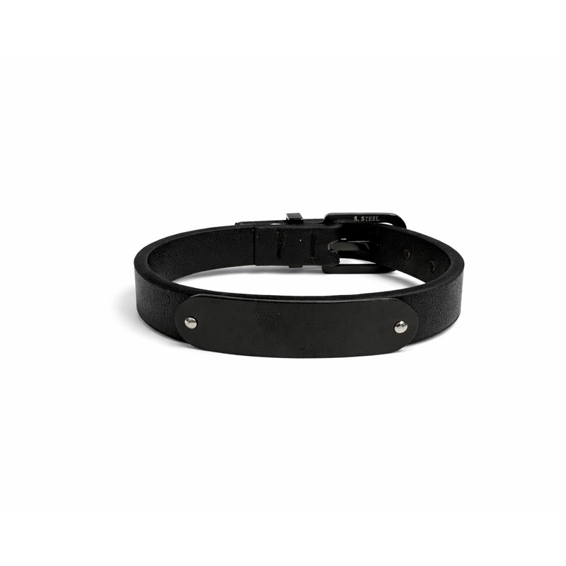 Sort Scrouples Force Læderarmbånd Med Metal - Scrouples Armbånd  - 5704012357422