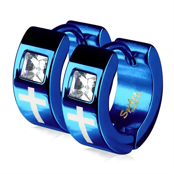 Kors Cirkon ørering Belagt Blue - Øreringe