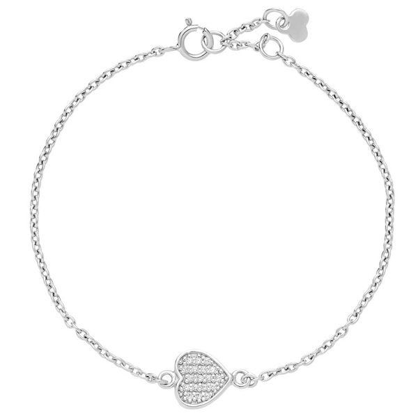 Armbånd Sterlingsølv Med Hjerte Zirkoniasten - Armbånd