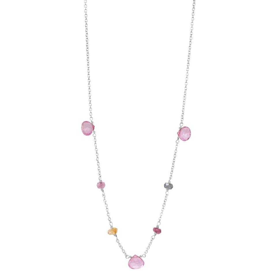 Grøn Sølv Halskæde Med Pink Turmalin Turmalin Pink Topas Citrin Længde Rabinovich Design Smykker Til Kvinder - Rabinovich Halskæder