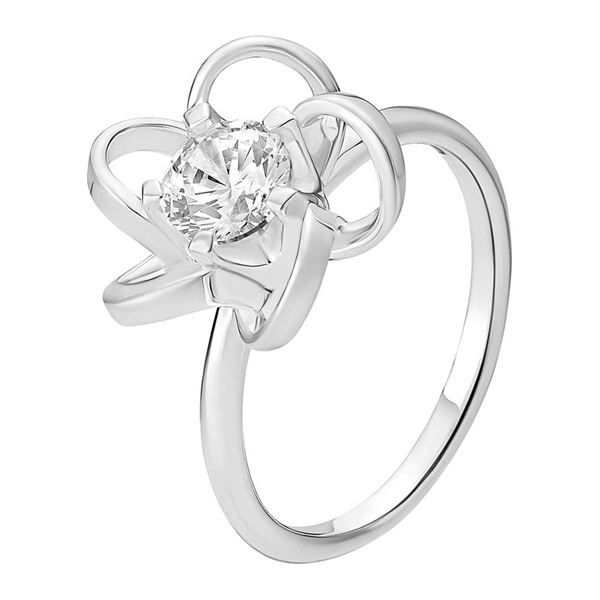 Sølvring Med Blomst Zirkonia - Fingerringe
