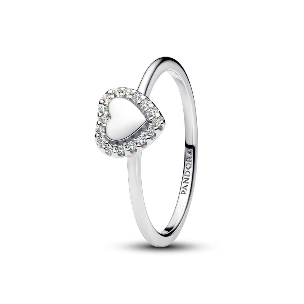 Pandora Ring Sølv Med Hjerte Plads Til Gravering 193801c01 - Pandora Fingerringe