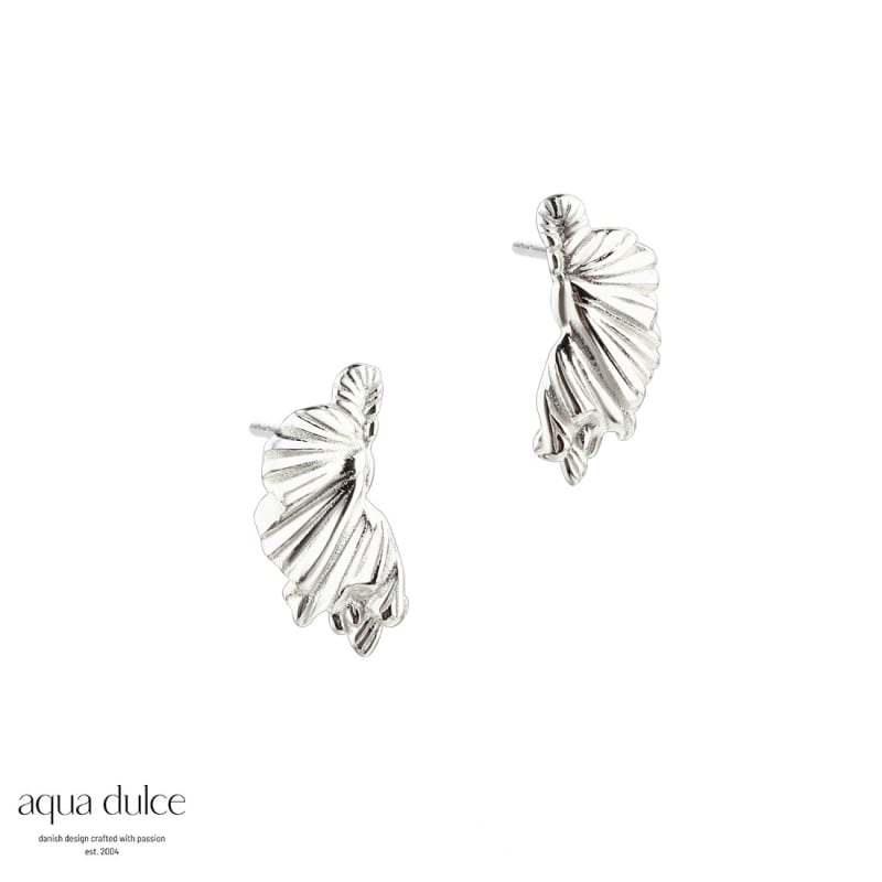Koi Half Leaf Silver - Aqua Dulce Øreringe  - 5740013856083