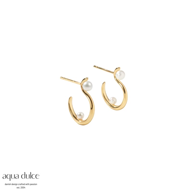 Swan Pearl Hoop Golden - Aqua Dulce Øreringe  - 5740013860387