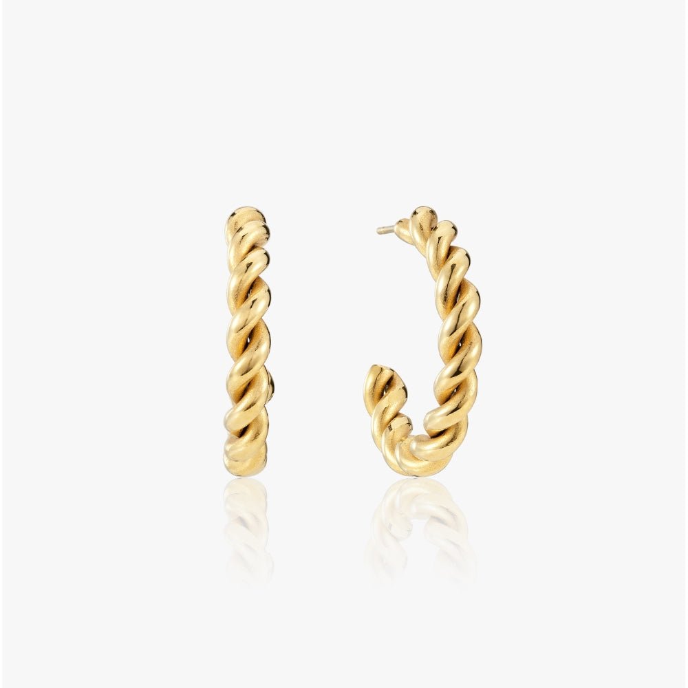 Vintage Spiral Tvist Hoop 14k Guldbelagt 25mm Guld - Øreringe