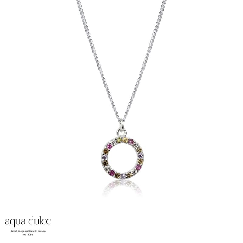 Pastel Circle Necklace Silver - Aqua Dulce Halskæder  - 5740013847920