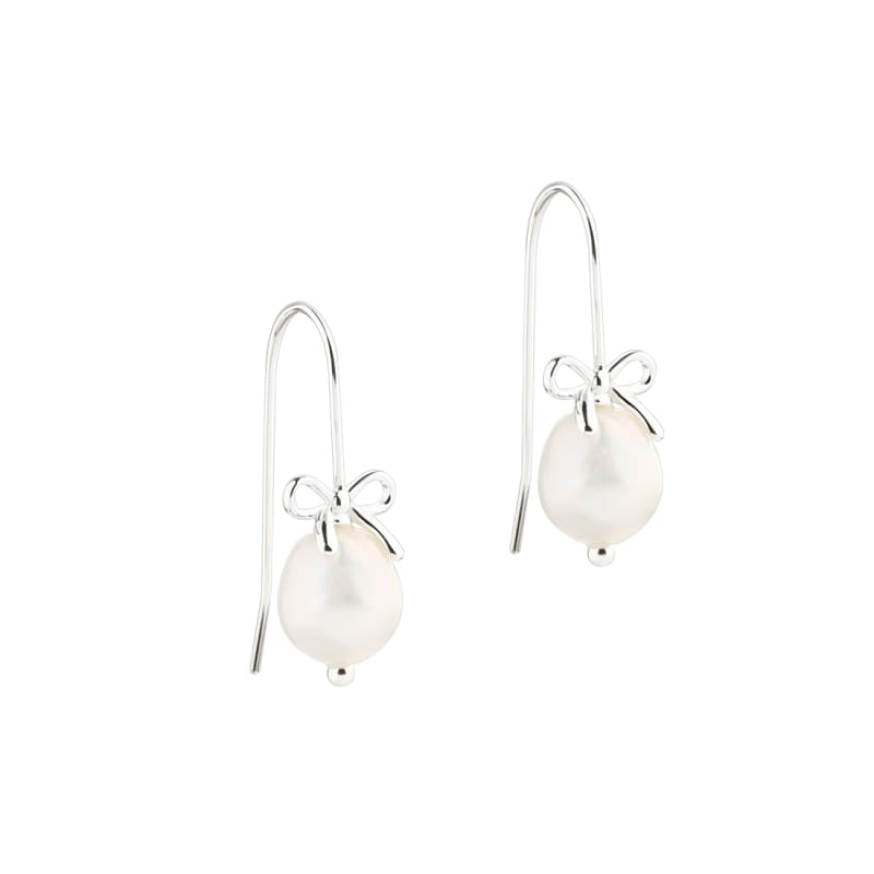 Bow & Pearls Earhook Silver - Aqua Dulce Øreringe  - 5740013858100