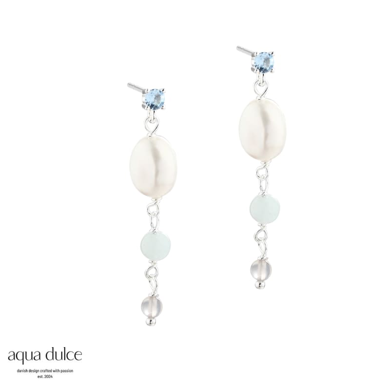 Sky Blue Pearl Earstud Silver - Aqua Dulce Øreringe  - 5740013856427